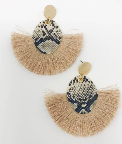 Snake Skin Fan Tassel Earrings - The Barron Boutique