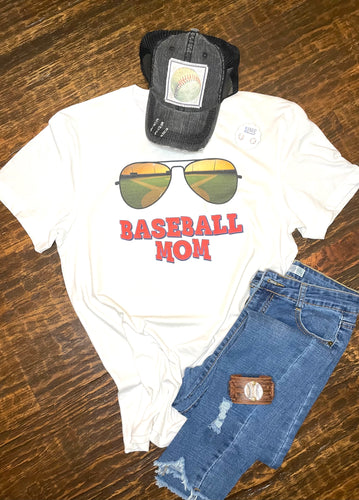 Baseball Mom Sunglasses Tee - The Barron Boutique