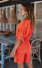 Load image into Gallery viewer, Orange-Red Button Romper - The Barron Boutique