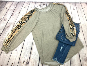 French Terry Snake Print Top - The Barron Boutique