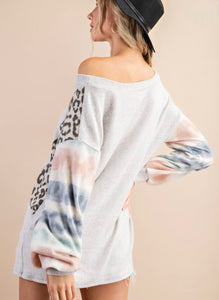 Tie Dye & Leopard Sweater - The Barron Boutique