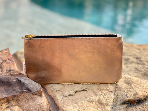 Metallic Rose Gold Pouch