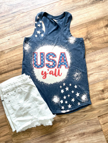 USA Y’all Bleached Tank