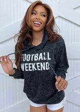 Load image into Gallery viewer, Football Weekend Marled Black Kangaroo Pocket Hoodie