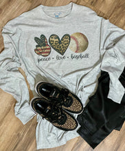 Load image into Gallery viewer, Peace, Love, Baseball (Short/Long Sleeve &amp; Bleached) - The Barron Boutique