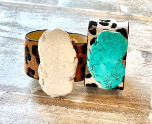 Turquoise & Leopard Cuffs