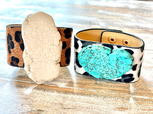 Turquoise & Leopard Cuffs