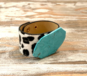 Turquoise & Leopard Cuff - The Barron Boutique