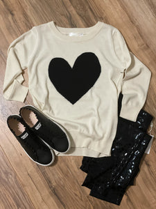 Black Heart Fitted Sweater - The Barron Boutique