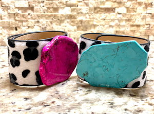 Turquoise & Leopard Cuff - The Barron Boutique