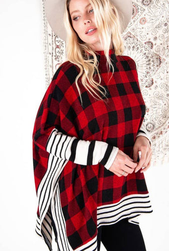 Buffalo Plaid Poncho - The Barron Boutique