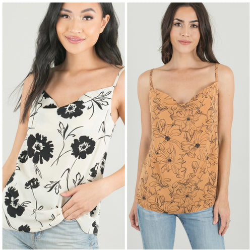 Floral Tank (Tan or Cream) - The Barron Boutique