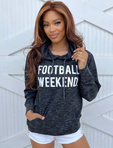 Football Weekend Marled Black Kangaroo Pocket Hoodie