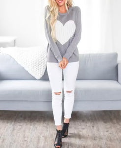 Cable Knit Heart Sweater (Various Colors)