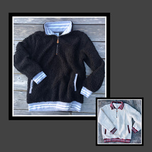 Vintage Sherpa Pullover (Black or Cream) - The Barron Boutique