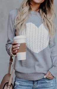 Cable Knit Heart Sweater - The Barron Boutique