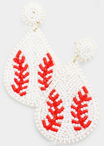 Beaded Baseball & Softball Drop Earrings