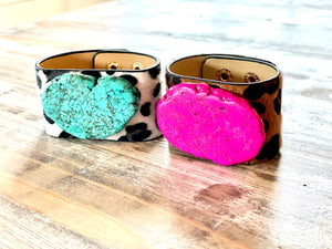 Turquoise & Leopard Cuffs