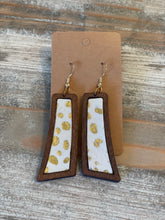 Load image into Gallery viewer, Wood Framed Gold Cheetah Curved Bar Earrings