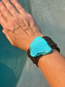 Leather & Turquoise Cuff