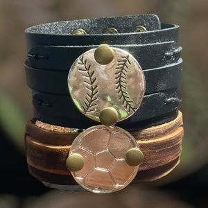 Leather Sports Cuffs (Baseball/Softball/Soccer/Football)