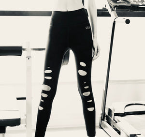 Laser Cut Leggings in Black - The Barron Boutique