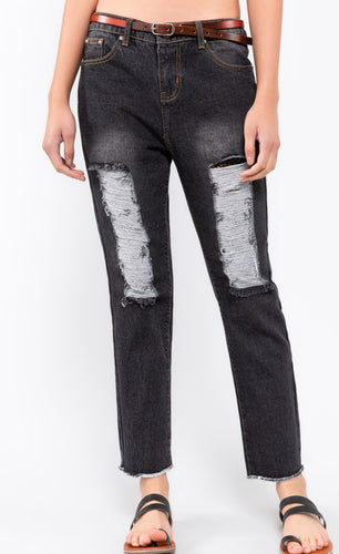 Meshed Back Jeans - The Barron Boutique