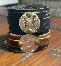 Load image into Gallery viewer, Leather Sports Cuffs (Baseball/Softball/Soccer/Football)