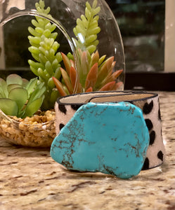 Turquoise & Leopard Cuff - The Barron Boutique