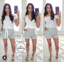 Load image into Gallery viewer, Kristin Scalloped Shorts-OLIVE &amp; BLUE - The Barron Boutique