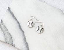 Load image into Gallery viewer, Matte Metal Baseball/Softball Dangle Earrings - The Barron Boutique