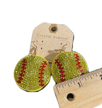 Load image into Gallery viewer, Crystal Softball Earrings