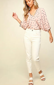 Cindy in Ivory Blouse - The Barron Boutique