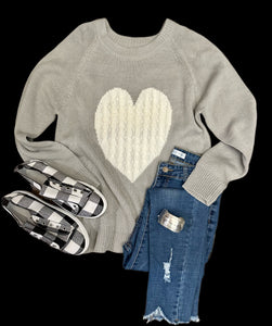 Cable Knit Heart Sweater (Various Colors)