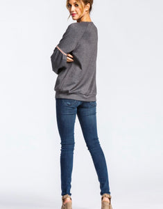 Laced Sleeves Sweatshirt - The Barron Boutique