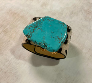 Turquoise & Leopard Cuff - The Barron Boutique