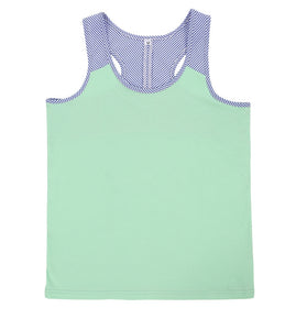 Seersucker Accent Racerback Tank Top