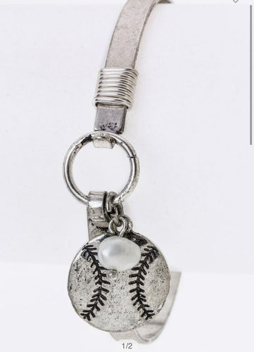 Baseball/Softball Pearl Charm Bracelet