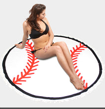 Load image into Gallery viewer, Round Baseball Game Day Towel Blanket