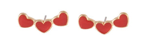 Triple Heart Earrings - The Barron Boutique