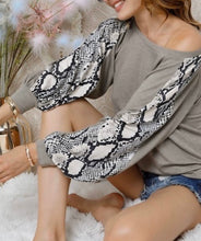 Load image into Gallery viewer, French Terry Snake Print Top - The Barron Boutique