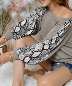 French Terry Snake Print Top - The Barron Boutique