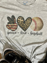 Load image into Gallery viewer, Peace, Love, Baseball (Short/Long Sleeve &amp; Bleached) - The Barron Boutique