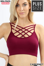 Load image into Gallery viewer, Triple Criss-Cross Plus Size Bralette in Cabernet