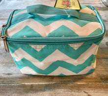 Load image into Gallery viewer, Turquoise Chevron Cosmetic/Toiletry Bag