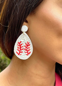 Beaded Baseball & Softball Drop Earrings