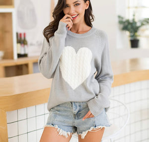 Cable Knit Heart Sweater (Various Colors)