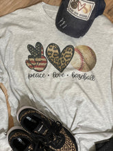Load image into Gallery viewer, Peace, Love, Baseball (Short/Long Sleeve &amp; Bleached) - The Barron Boutique