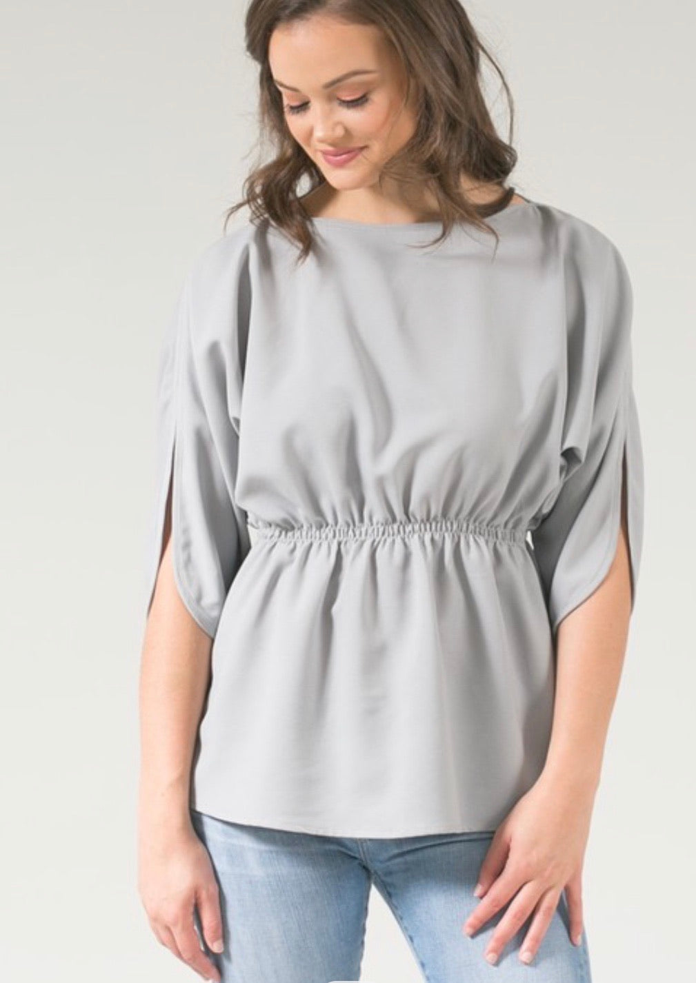 Grey Peplum - The Barron Boutique