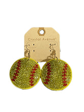 Load image into Gallery viewer, Crystal Softball Earrings